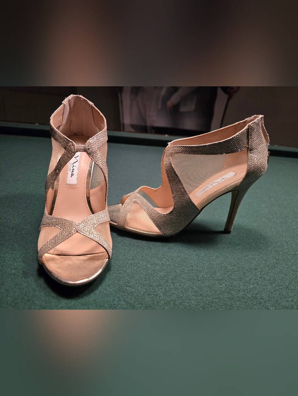 Nina Metallic Champagne High Heel Sandals